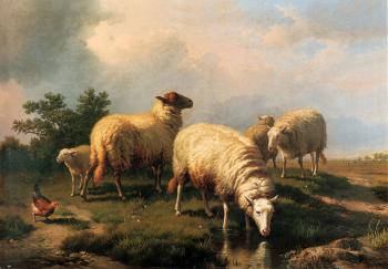 尤金 約瑟夫 維保蓋文 Sheep And A Chicken In A Landscape